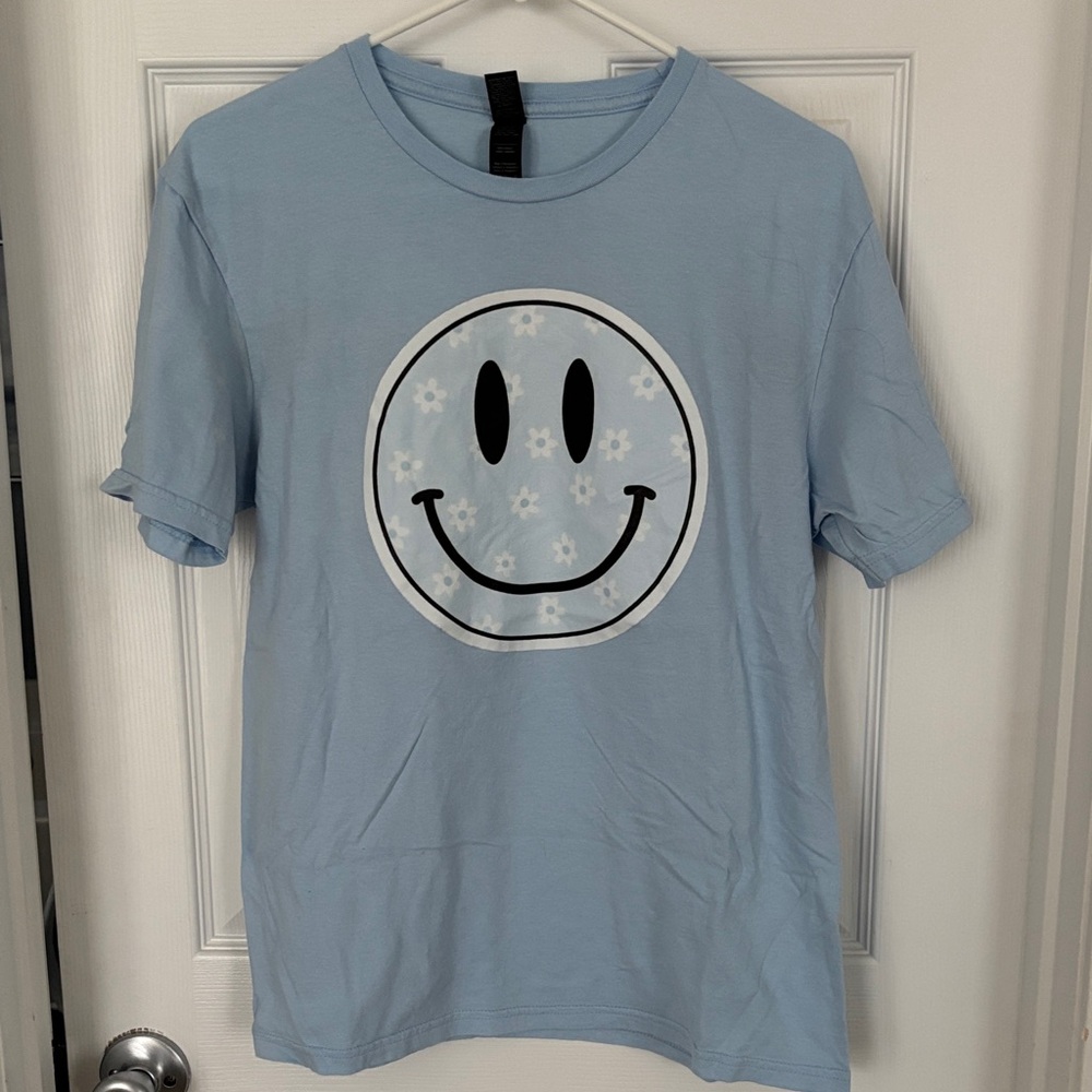 Light Blue Smiley Face T-Shirt